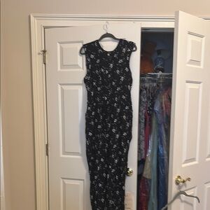 LOFT Black and White Sleeveless Bodycon Jumpsuit for Cocktail